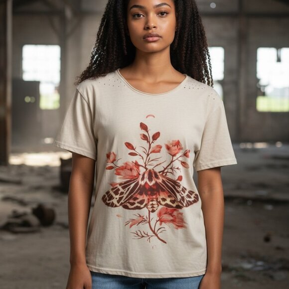 JADED GYPSY MOON DANCE MOTH FLOWER TEE NWT - Picture 3 of 5